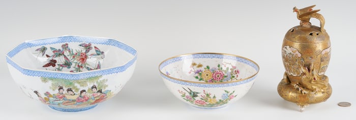 3 Asian Porcelain Items, Japanese & Chinese