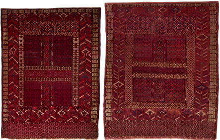 2 Antique Turkmen Tekke Ensi Rugs