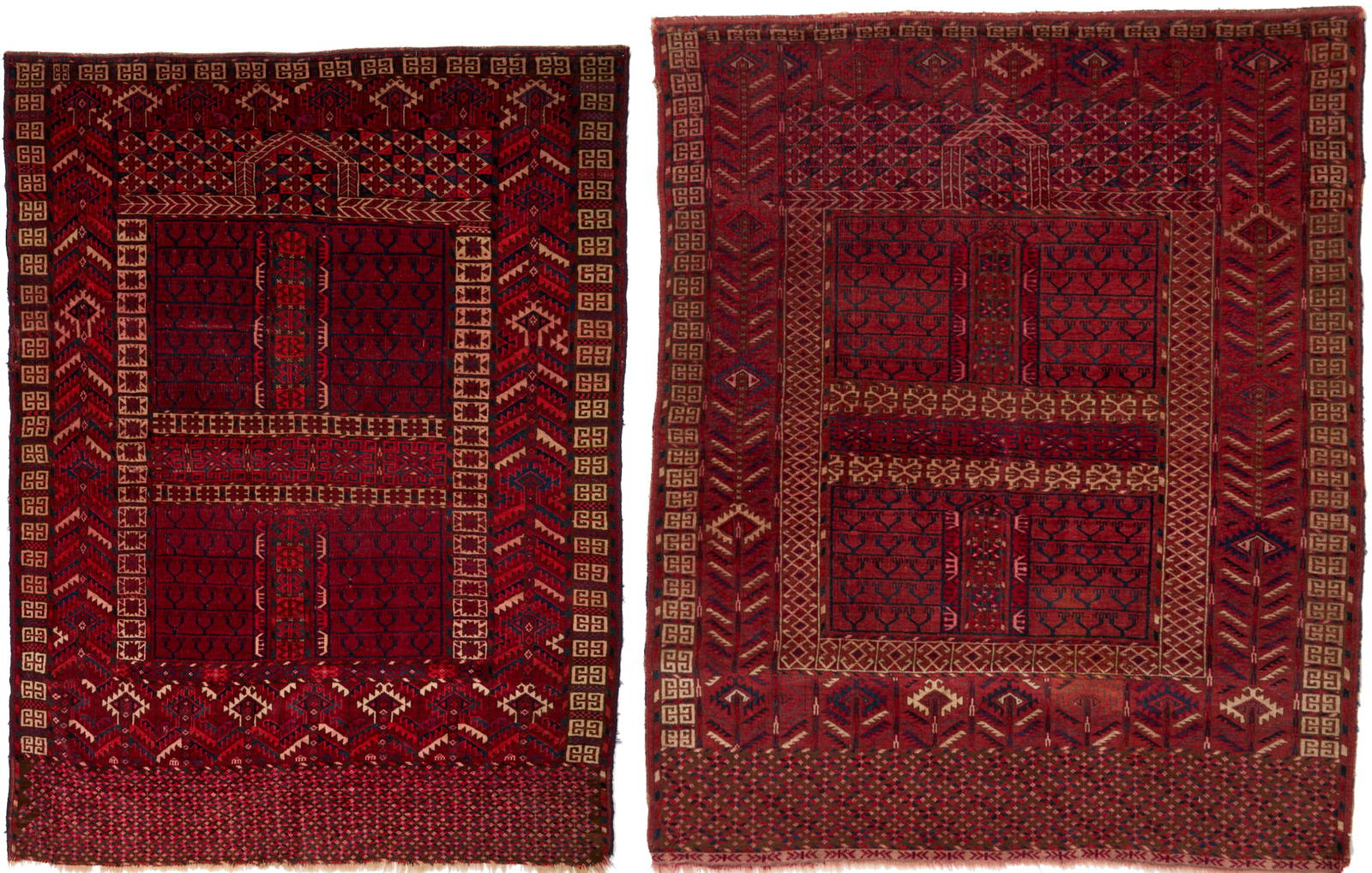 2 Antique Turkmen Tekke Ensi Rugs