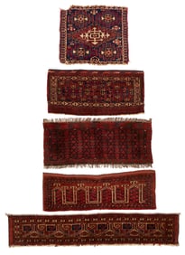 5 Antique Tribal Weavings, incl. Turkman & Caucasion