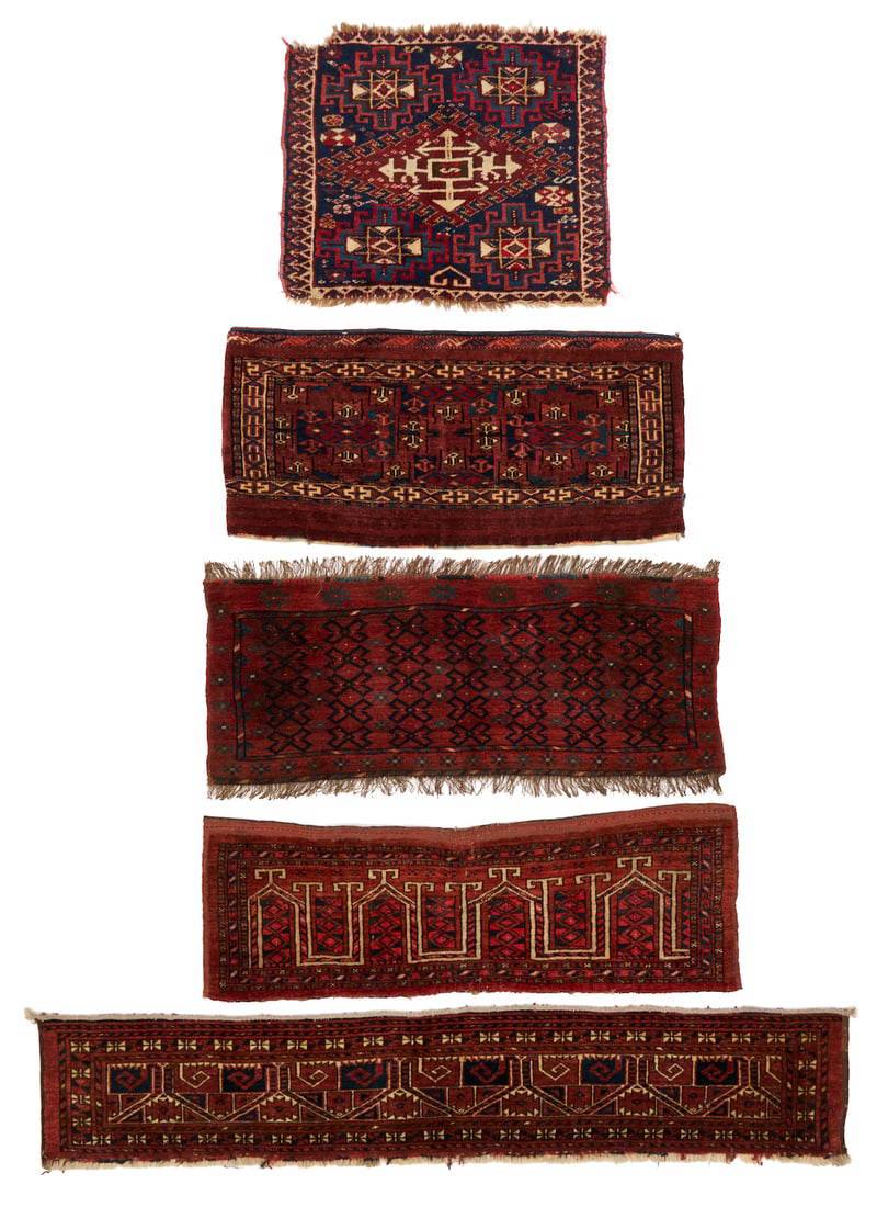 5 Antique Tribal Weavings, incl. Turkman & Caucasion