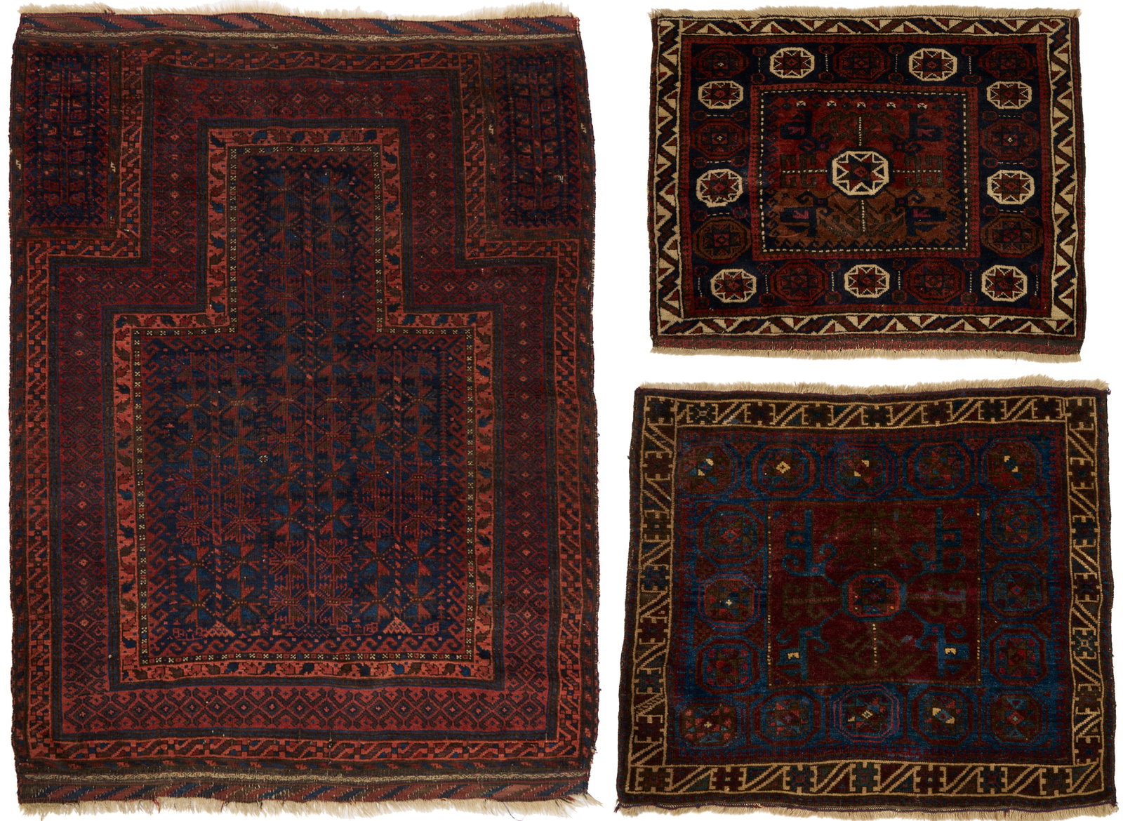 3 Antique Afghan Baluch Weavings, Prayer Rug & 2 Bag Face (1 of 20)