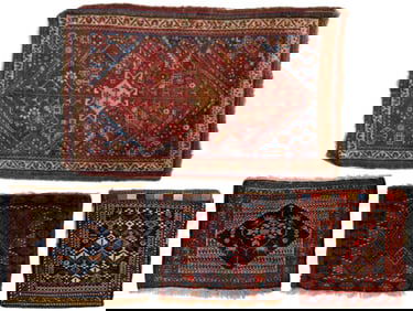 4 Assembled Antique Weavings, 1 Rug & 3 Bag Face