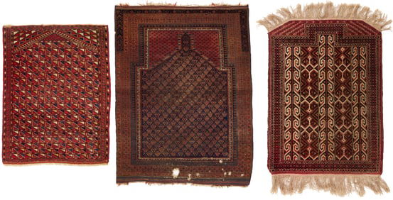 Yomud and Baluch Prayer Rugs & Yomud Salatch Cradle Cover