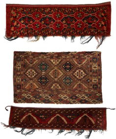 3 Antique Turkmen Weavings, incl 2 Chodor Torbas & 1 Chodor Chuval