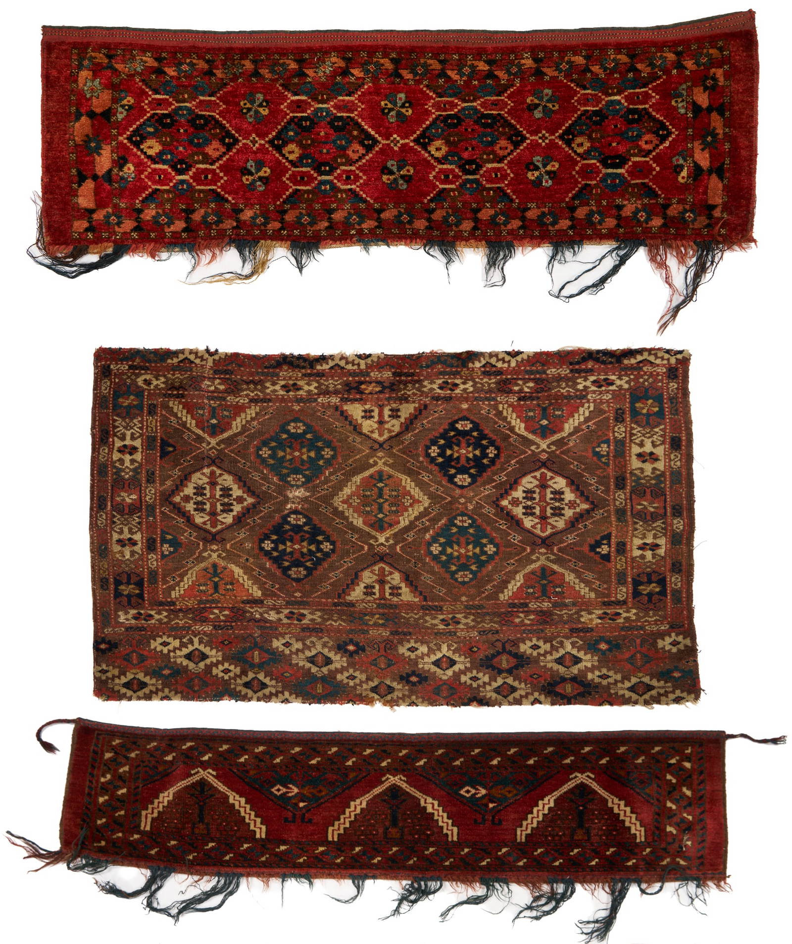 3 Antique Turkmen Weavings, incl 2 Chodor Torbas & 1 Chodor Chuval