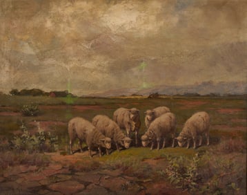 Royal Milleson O/C Pastoral Landscape w/ Sheep