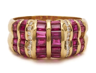 18K Gold, Ruby & Diamond Ring