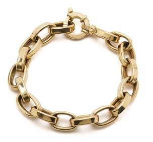 14K Yellow Gold Italian Chain Link Bracelet