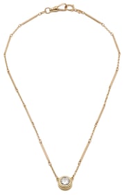 10K Yellow Gold Watch Chain & Diamond Pendant Necklace