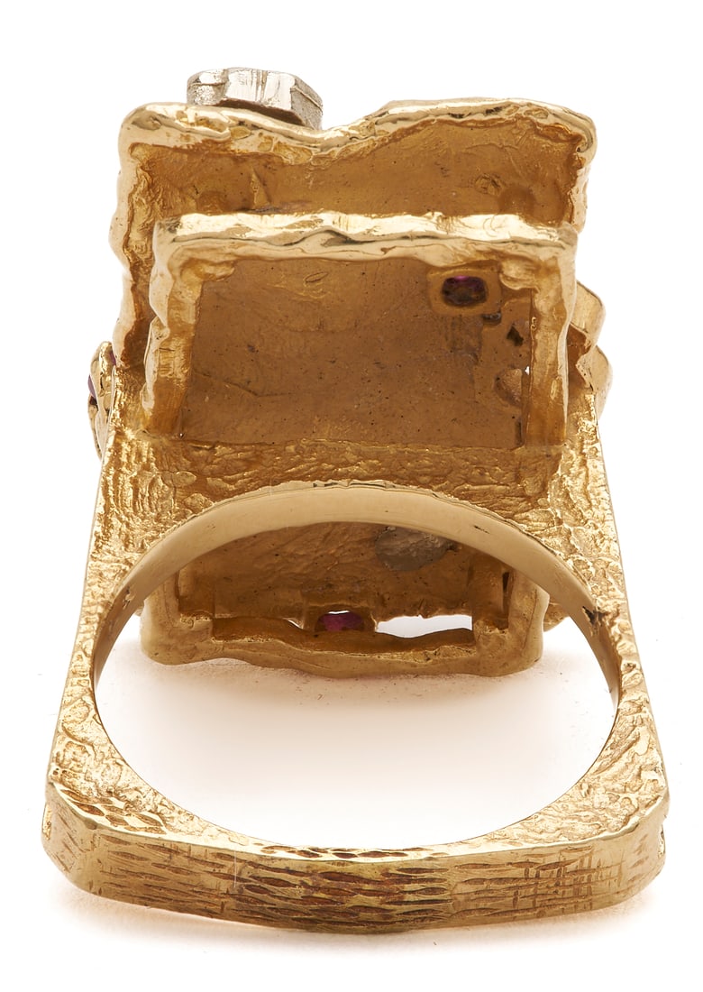 14K Gold, Emerald, Ruby, & Sapphire Ring - 4