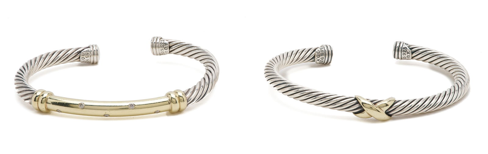 David Yurman Diamond Cable Bracelet and Gold X Cable Cuff Bracelet (1 of 13)