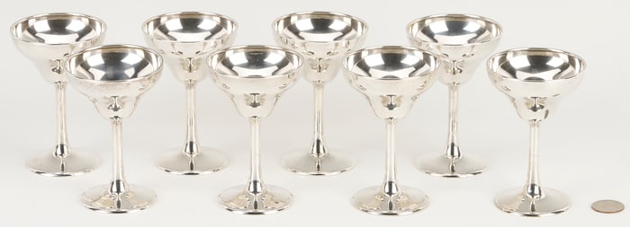 8 Frank Smith Mid Century Sterling Champagne or Cordial Goblets