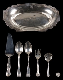Shreve Sterling Bread Tray plus 5 pcs flatware