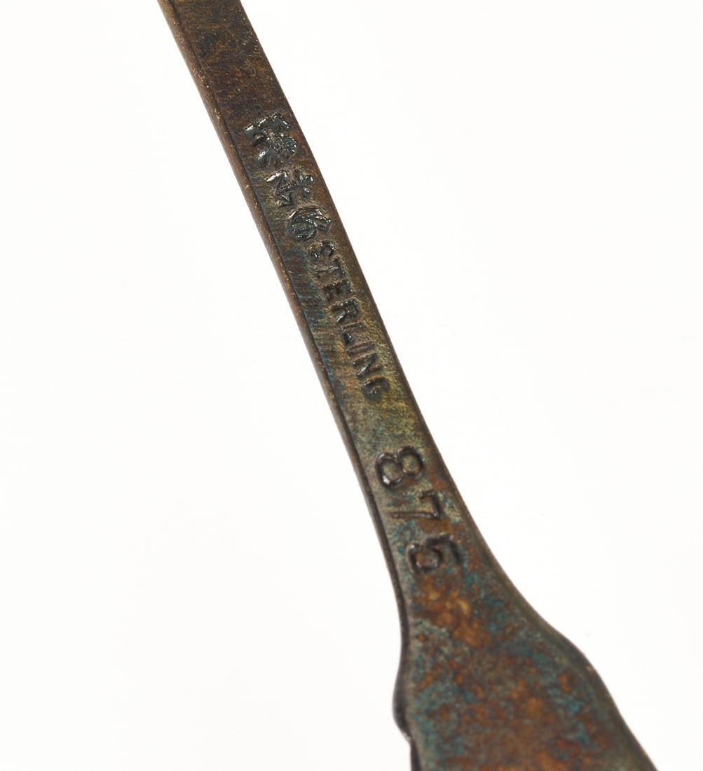 8 Antique Sterling Silver Items incl. Enameled Spoons, Napkin Rings - 17