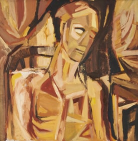 Jean Penland Modernist O/C, Half Figure Man