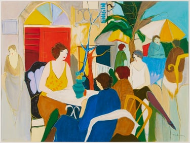 Itzchak Tarkay Serigraph, Garden Cafe