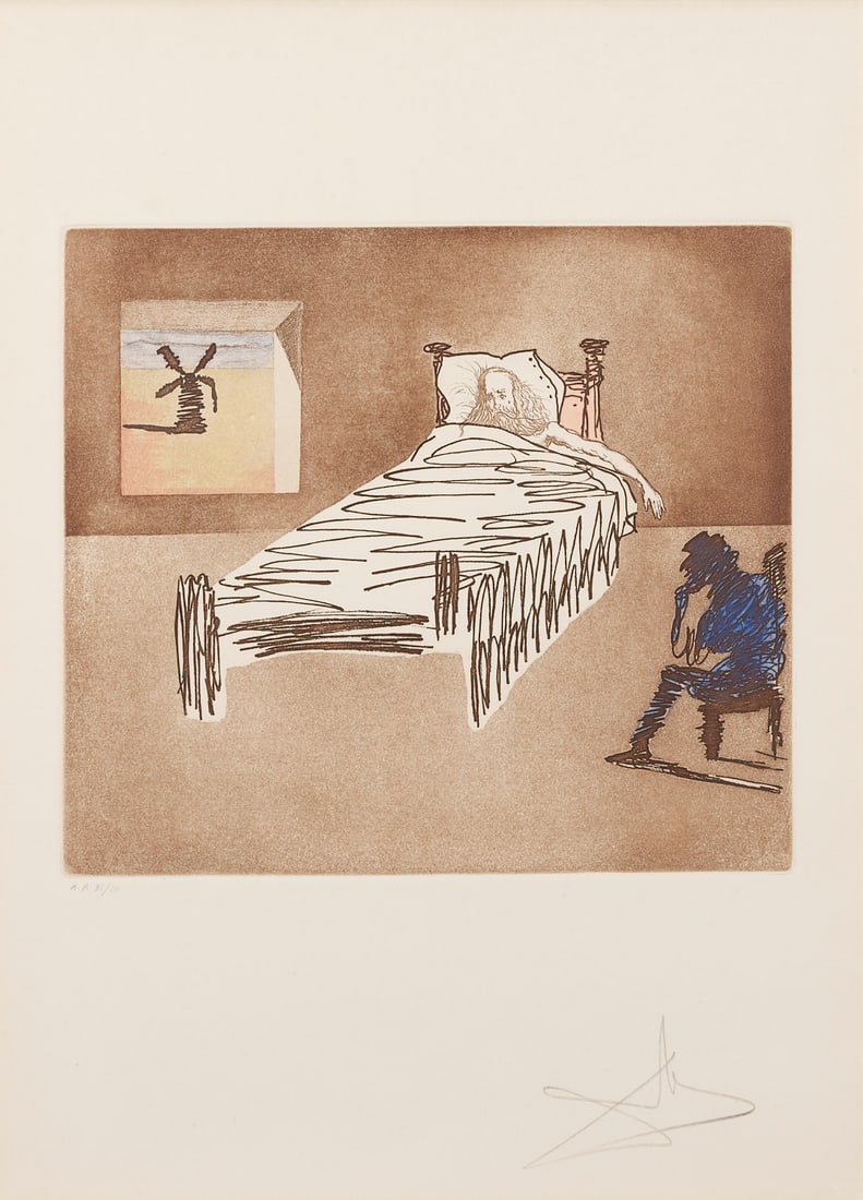 Large Salvador Dali Signed Etching, Le Legacy from Historia de Don Quichotte de la Mancha (1 of 12)