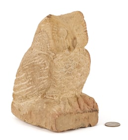 Carved Limestone Owl Sculpture