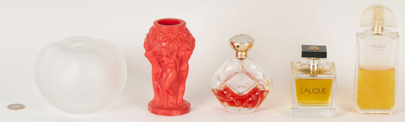 4 Lalique Perfume Bottles & 1 Desna Art Glass Vase (1 of 17)