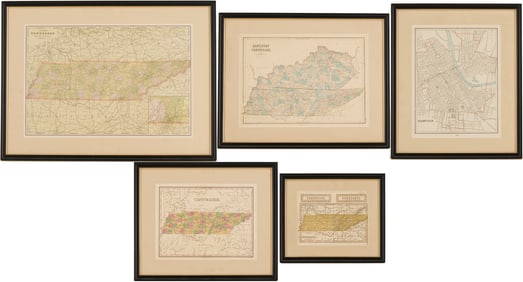 Group of 5 Maps of Tennessee
