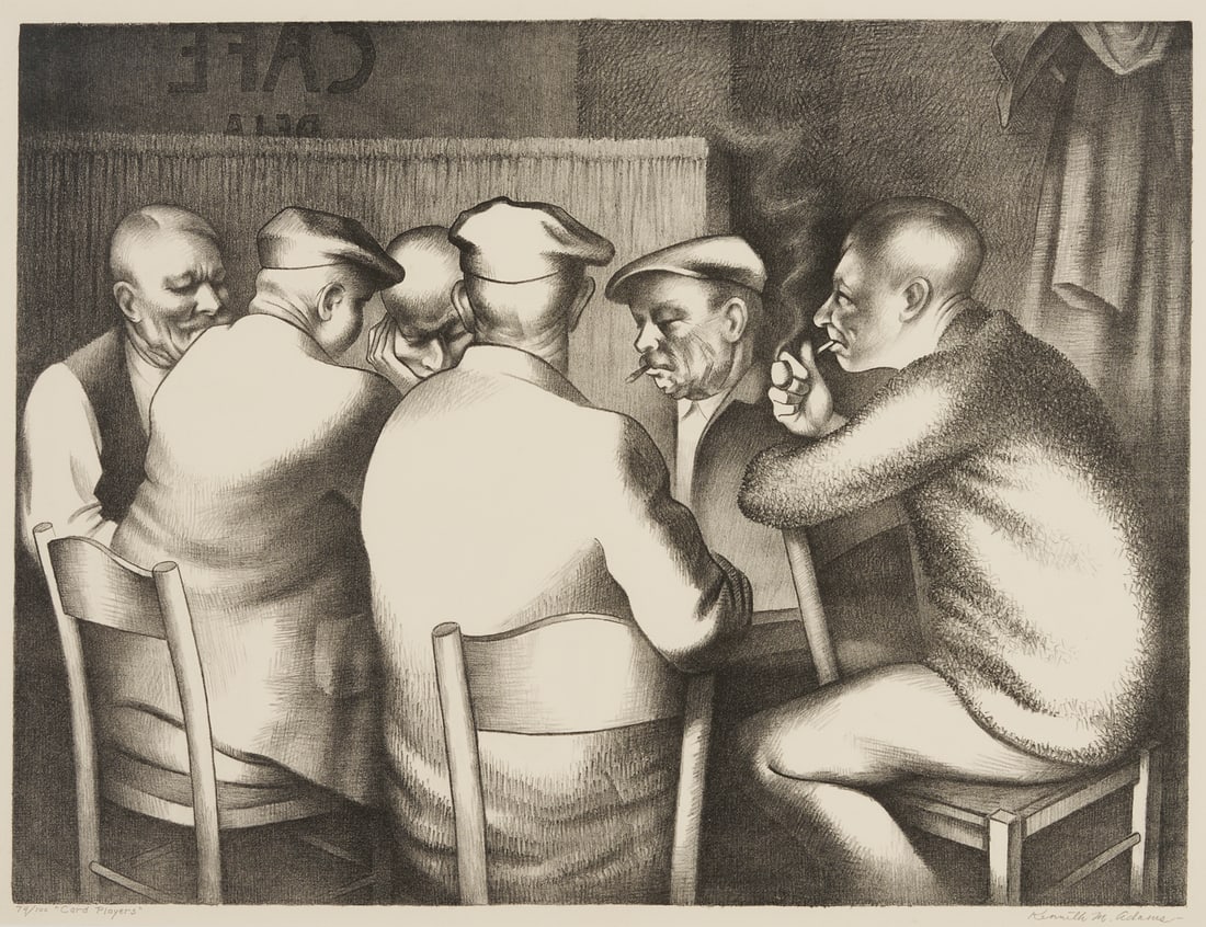 Kenneth Miller Adams Lithograph, Card Players (1 of 11)