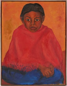 Early Francisco Mora O/C Painting, Portrait of a Mexican Girl, 1947