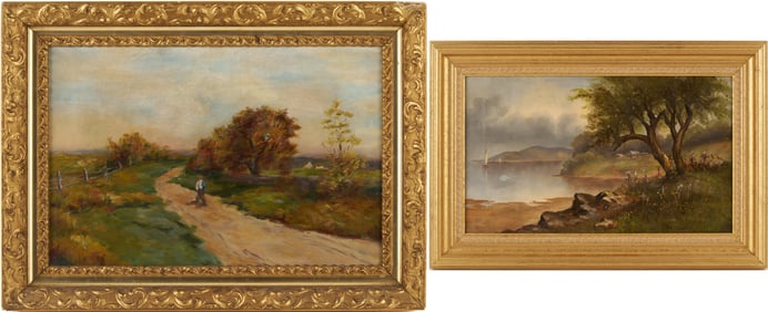 2 American School O/C Landscape Paintings Incl. After Bruce Crane