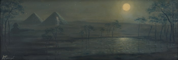 Moonlit Pyramid Scene O/B signed McFadden