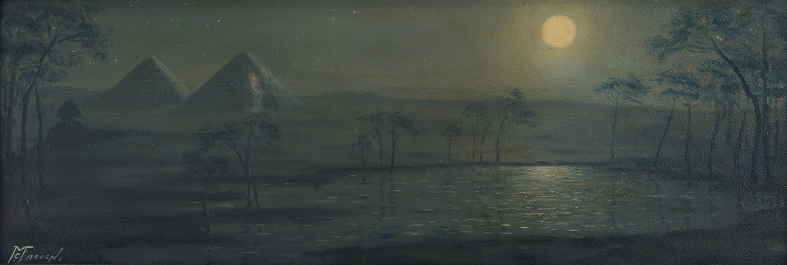 Moonlit Pyramid Scene O/B signed McFadden (1 of 8)