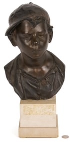 Giovanni de Martino Bronze Bust, Scugnizzo w/ a Cigarette