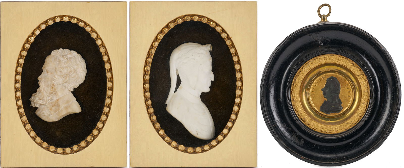 Pr. European Tour Alabaster Profile Carvings & William Pitt Medallion (1 of 14)