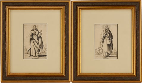 2 Etchings after Jacques Callot, Salvator Mundi and Mater Dei