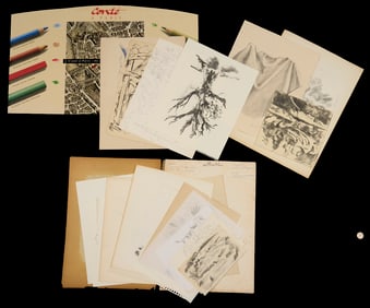 21 Assorted George Cress Nature Drawings & Other Studies Incl. Southern