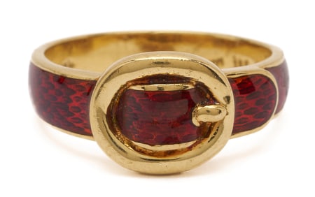 18K Gold & Enamel Gucci Belt Buckle Ring