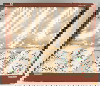 6 Meissen Demi Tea Cups & Saucers w/ Original Box