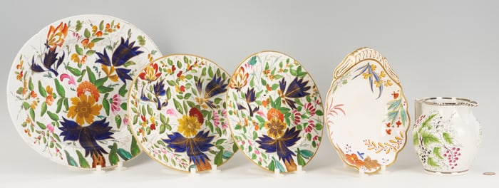 5 19th C. English Porcelain Items: Spode and Coalport