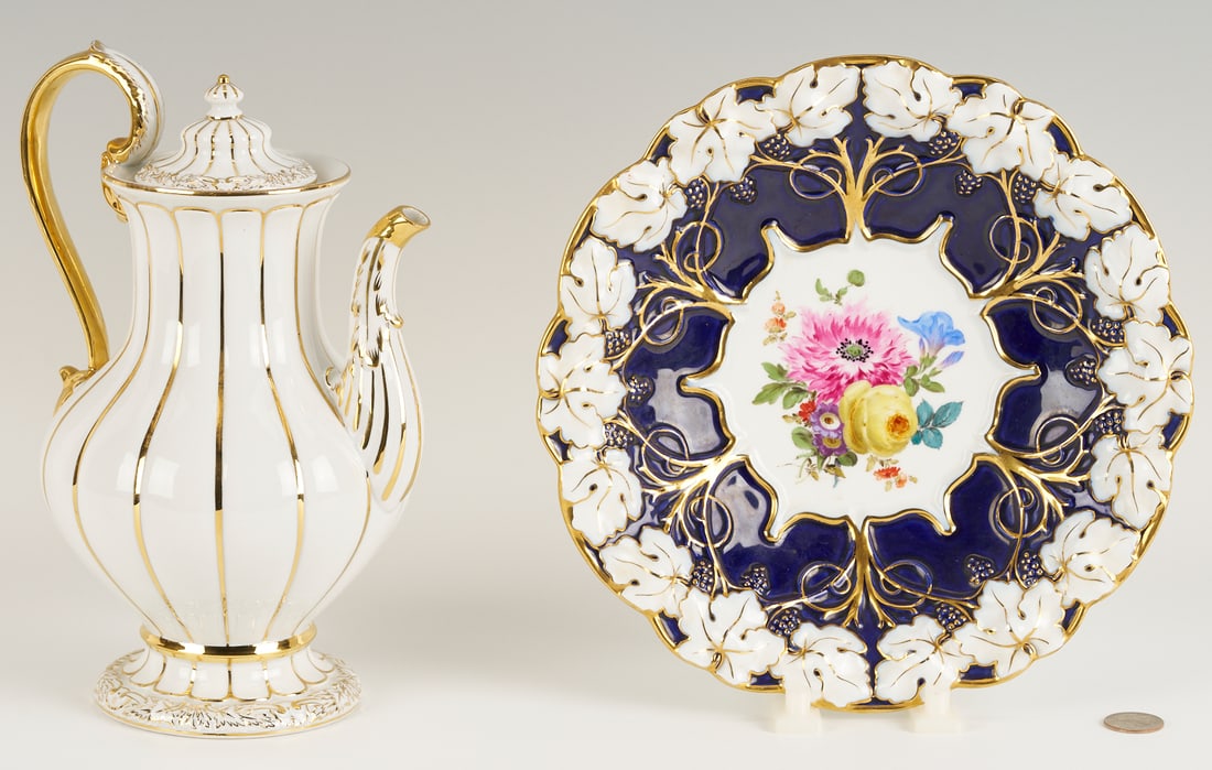 2 Meissen Porcelain Items, Coffee Pot & Bowl (1 of 16)