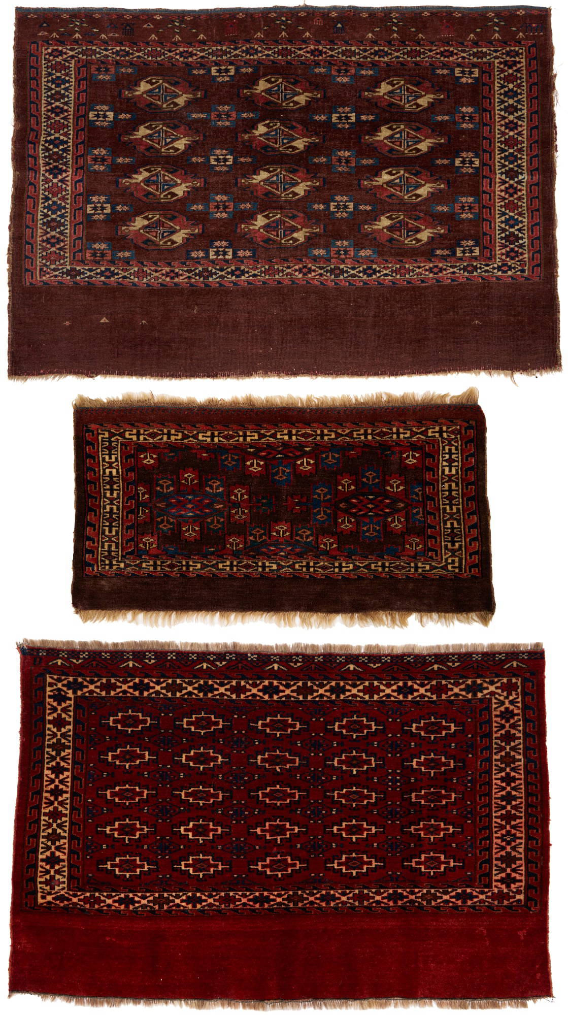 3 Antique Turkmen Tribal Weavings, incl.Chuvals and Torba