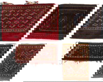 4 Antique Tribal Torbas,  Yomud, Baluch, & Qashqai