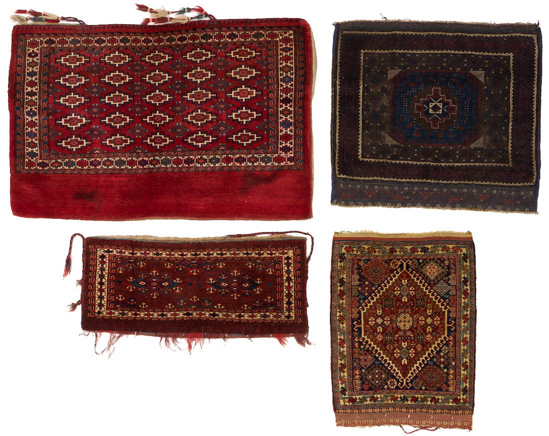 4 Antique Tribal Torbas, Yomud, Baluch, & Qashqai