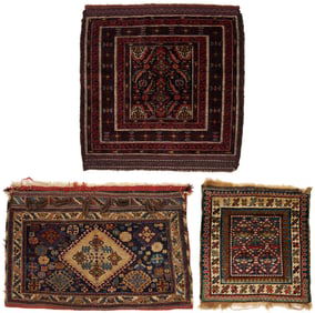 3 Tribal Bag or Bagface Weavings, Qashqai, Baluch, & Kurdish