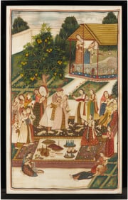 Pichwai Indian Wedding Scene Painting on Silk