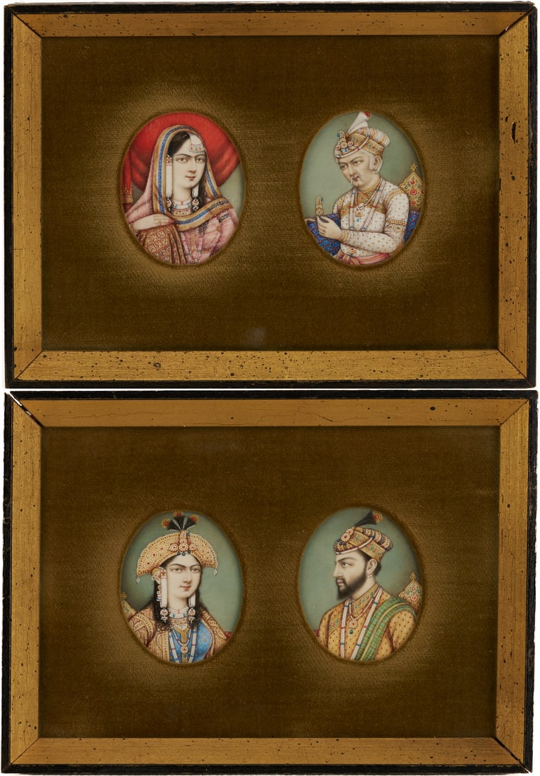 4 Indian Miniature Portraits, Royalty (1 of 11)