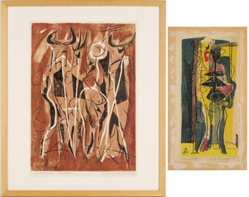 2 Early Adja Yunkers Woodcuts, Las Lolitas & Succubae