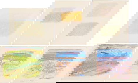 Six George Bunker Pastel Landscape Drawings