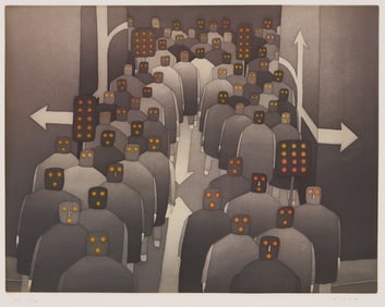 Jean Michel Folon Etching & Aquatint, Metropolis