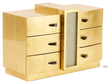 Art Deco Style Jewelry Box, Lalique Style Lighted Panel