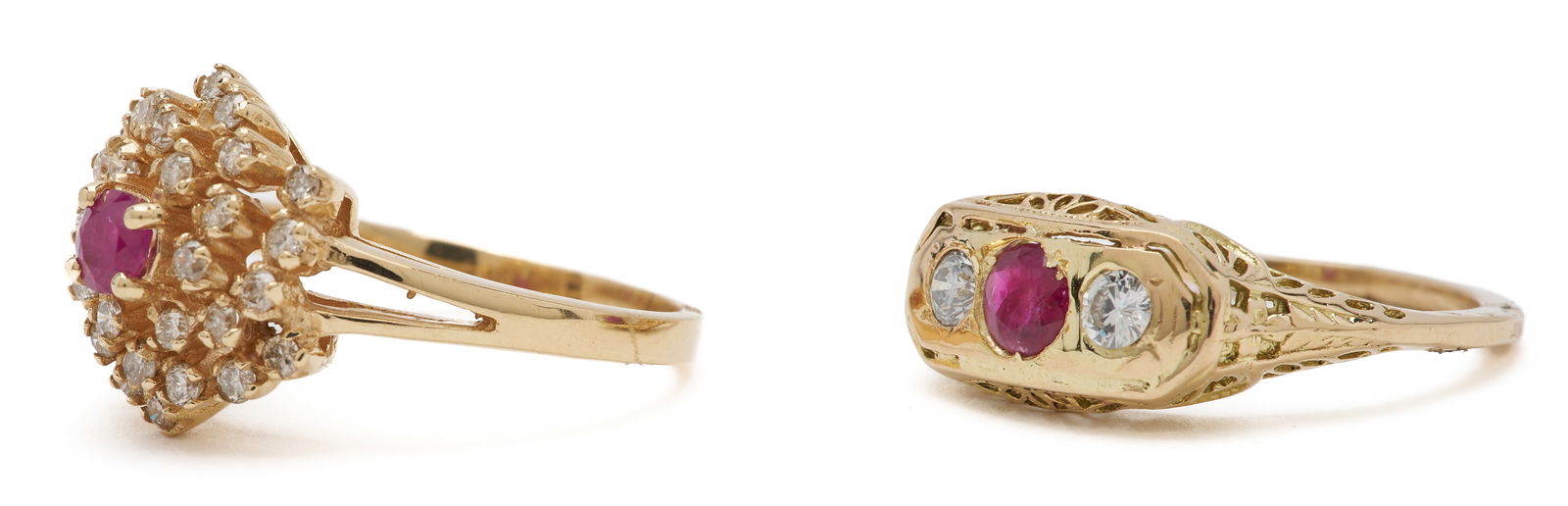 Two 14K Gold, Ruby, & Diamond Rings - 3