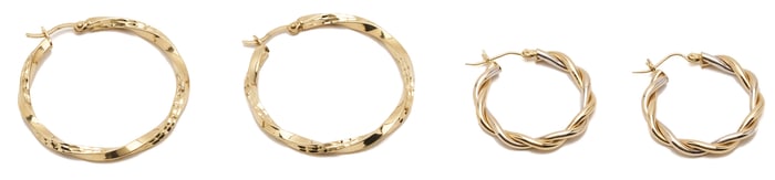 Two 14K Yellow Gold Hoop Earring Pairs
